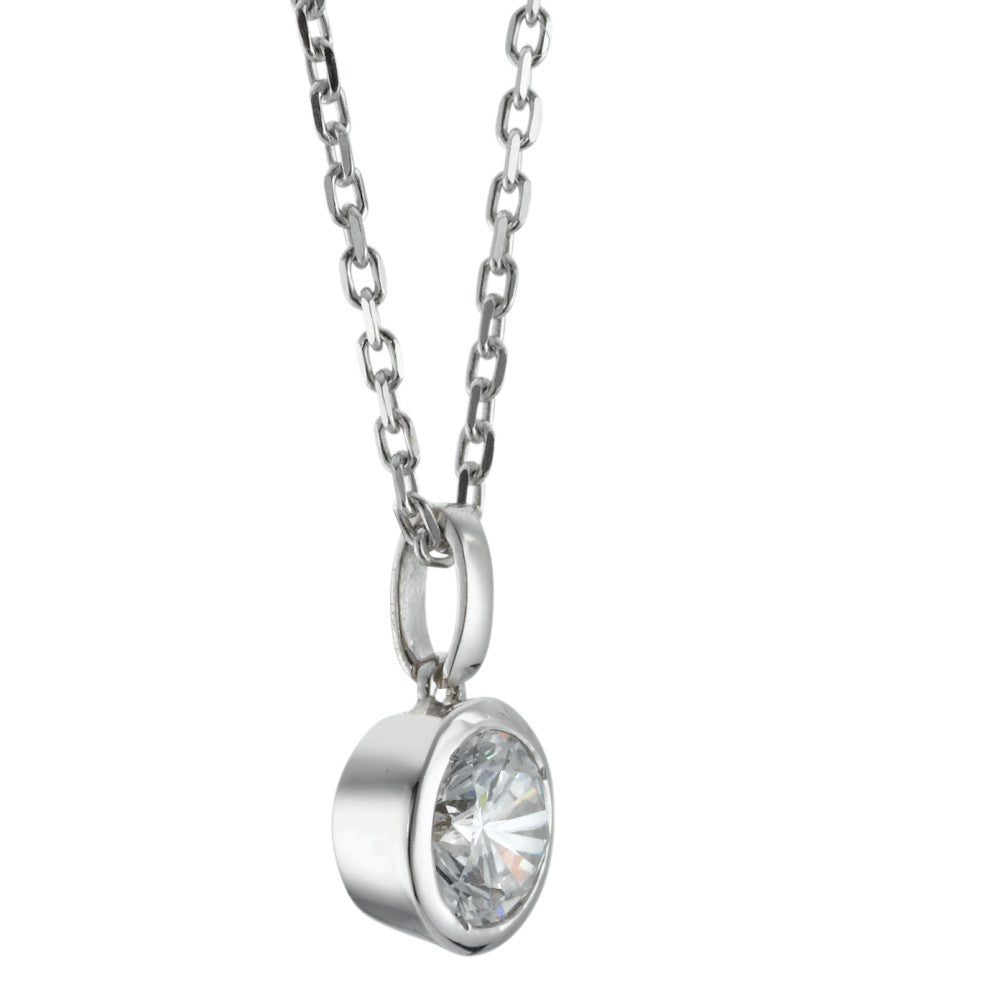 Chaînette avec pendentif Argent Zircone Rhodié 40-42 cm Ø8 mm