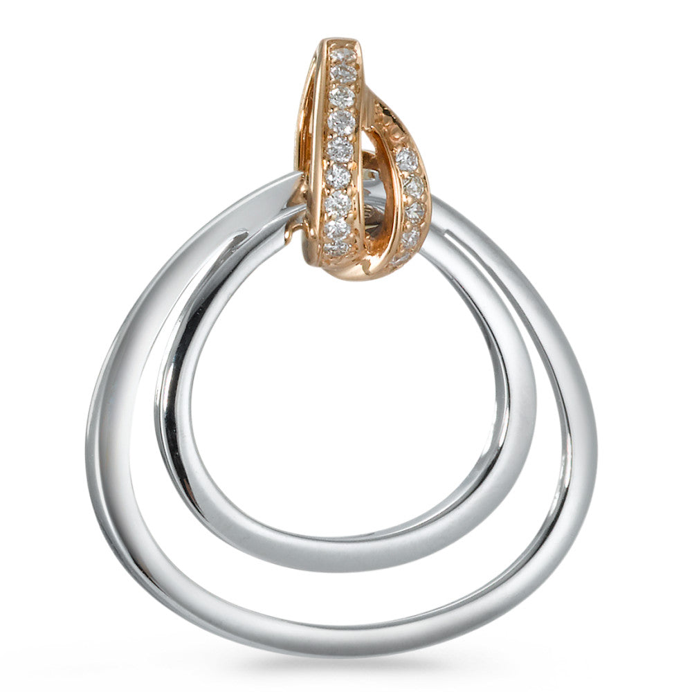 Anhänger 750/18 K Rotgold, 750/18 K Weissgold Diamant 0.07 ct, 14 Steine, Brillantschliff, w-si