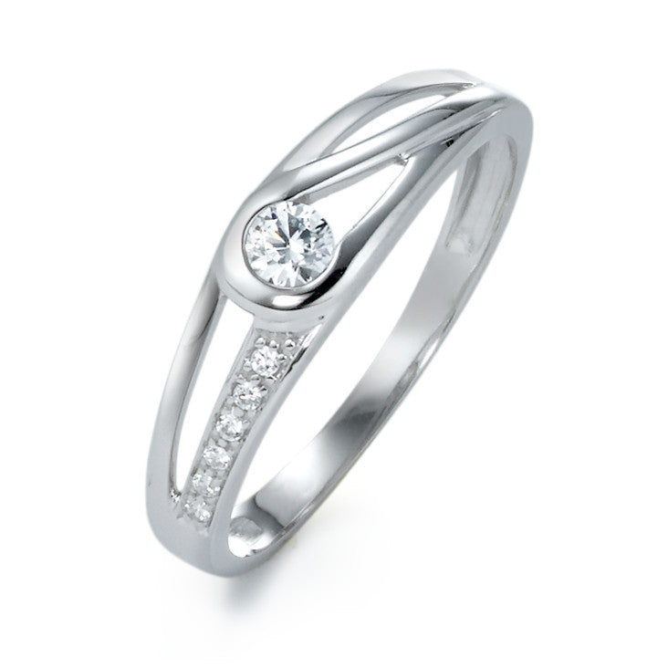 Fingerring 375/9 K Weissgold Zirkonia 7 Steine