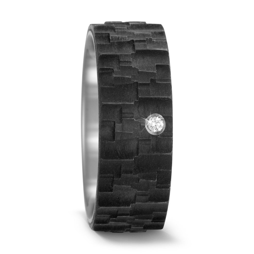 Ring Titanium, Carbon Diamant 0.03 ct, w-si