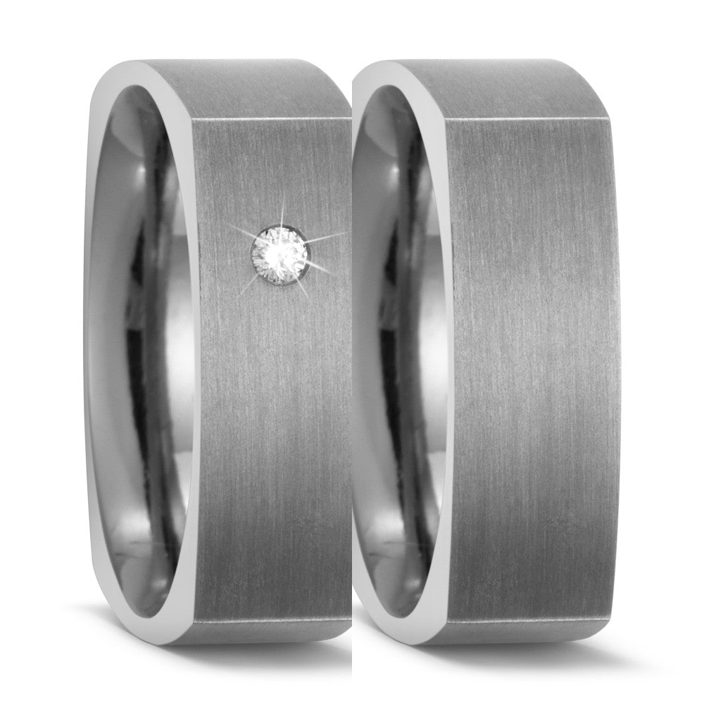 Partnerring Titanium Diamant 0.03 ct, w-si