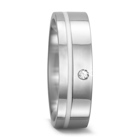 Partnerring Titanium, Keramiek Diamant 0.02 ct, w-si