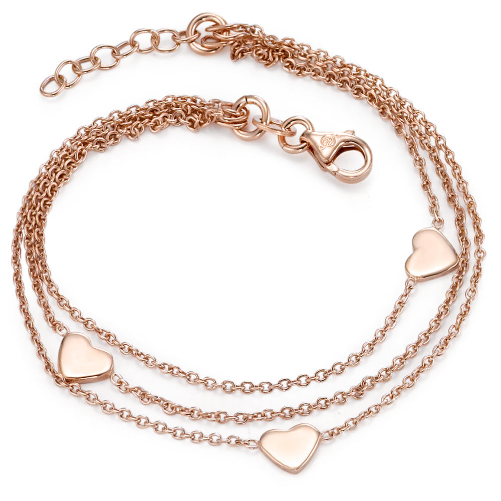 Armband Zilver Rosé Verguld Hart 17-19 cm