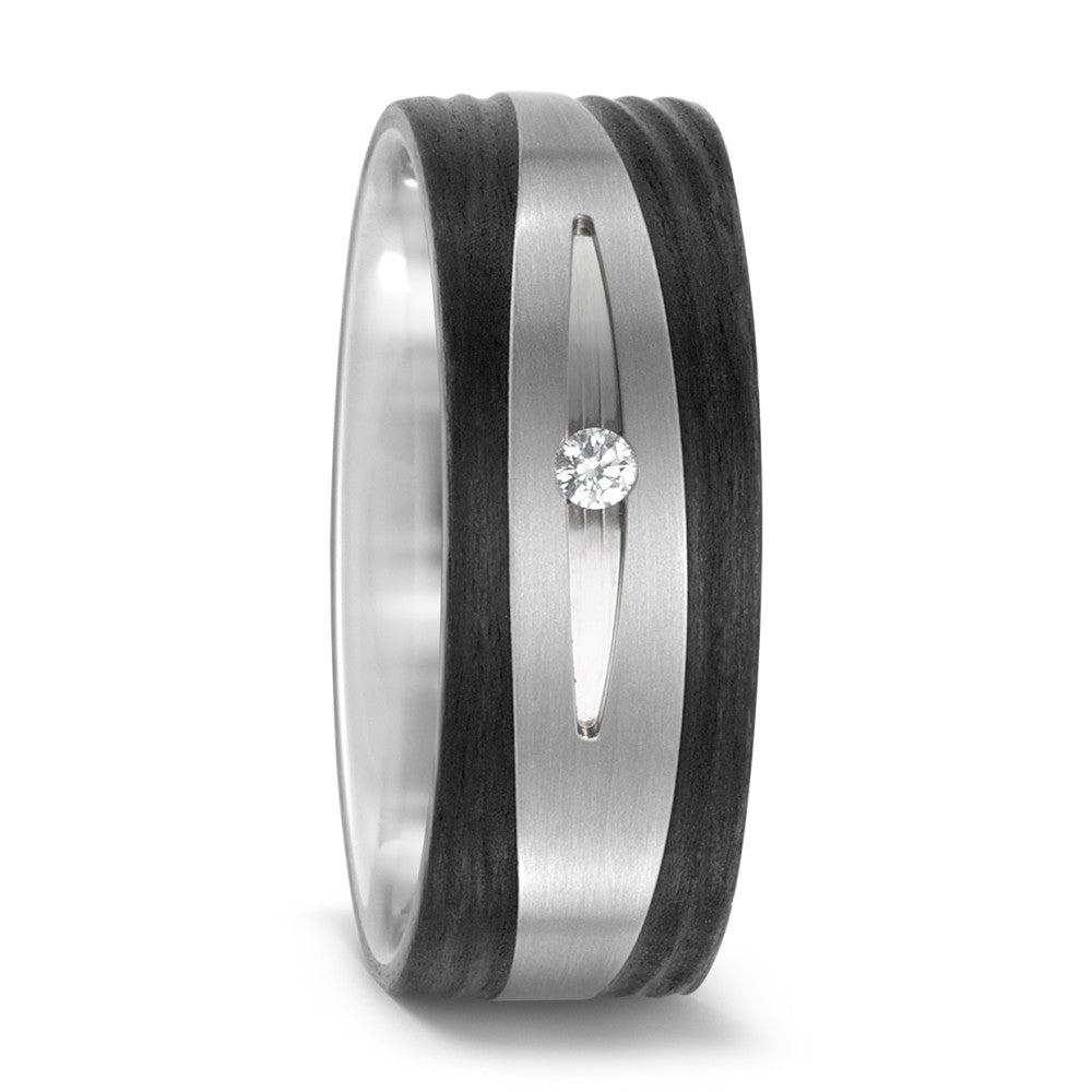 Partnerring Titanium, Carbon Diamant 0.03 ct, w-si