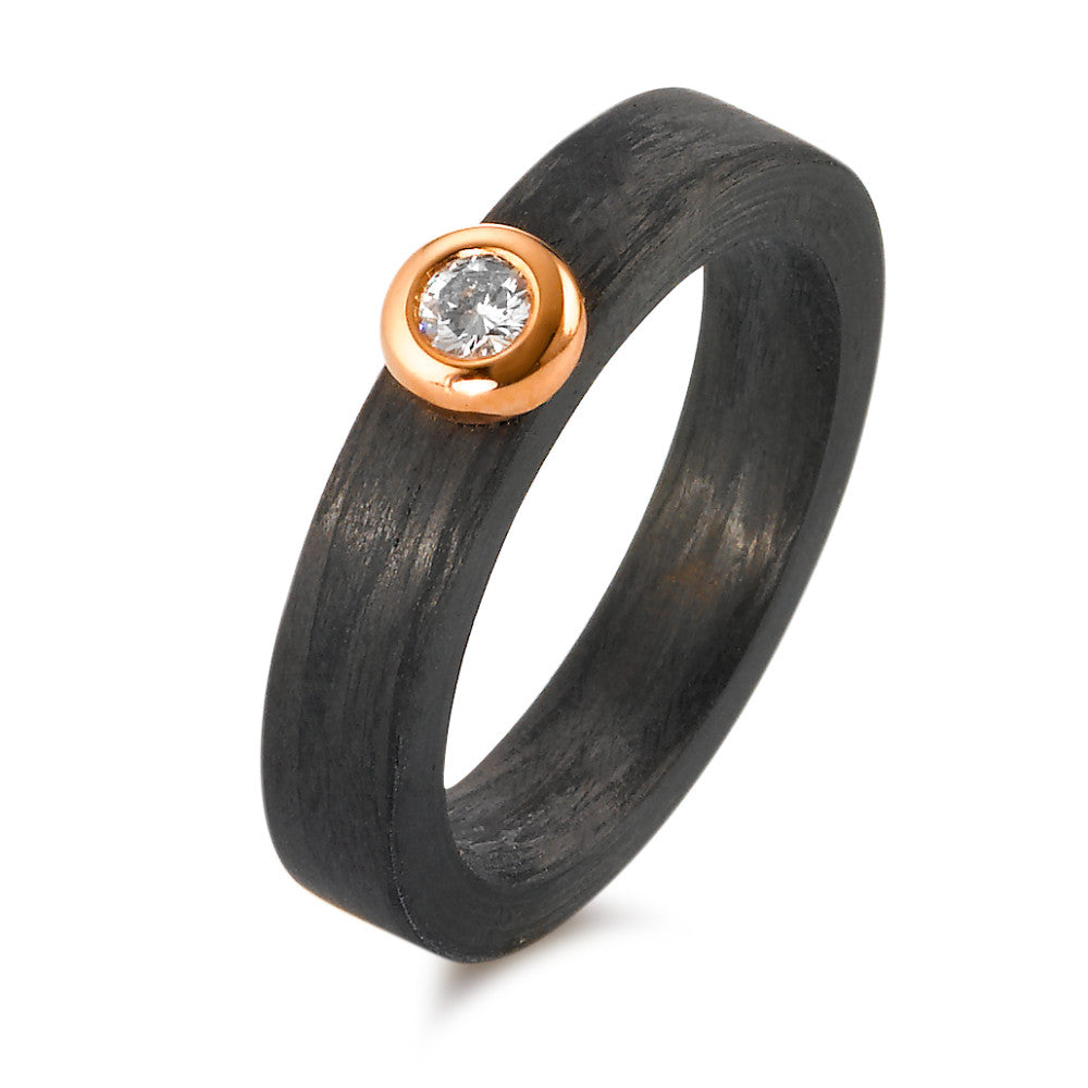 Ring Carbon, 750/18 krt rood goud Diamant 0.10 ct, w-si