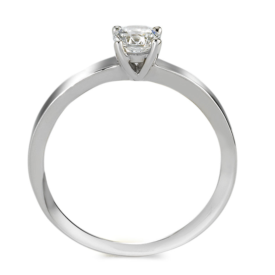 Bague solitaire Argent Zircone Rhodié