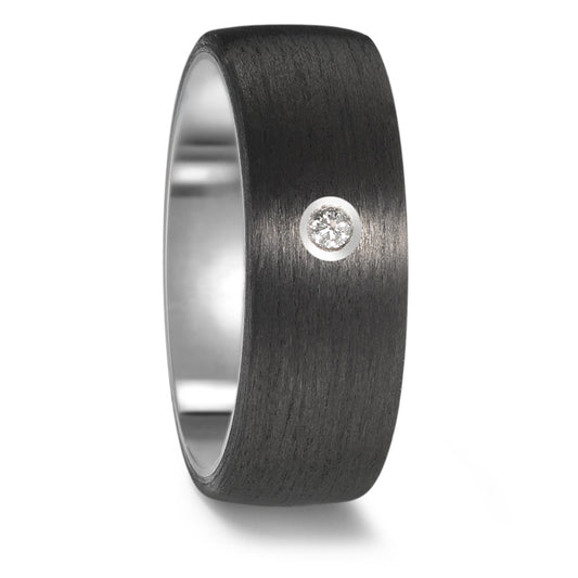 Partnerring Titanium, Carbon Diamant 0.03 ct, w-si