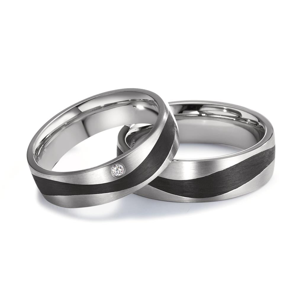 Partnerring Edelstahl, Carbon Zirkonia