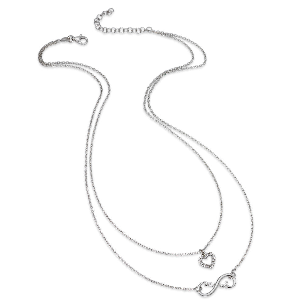 Collier Zilver Zirkonia 12 Steen Gerhodineerd Hart 40-45 cm