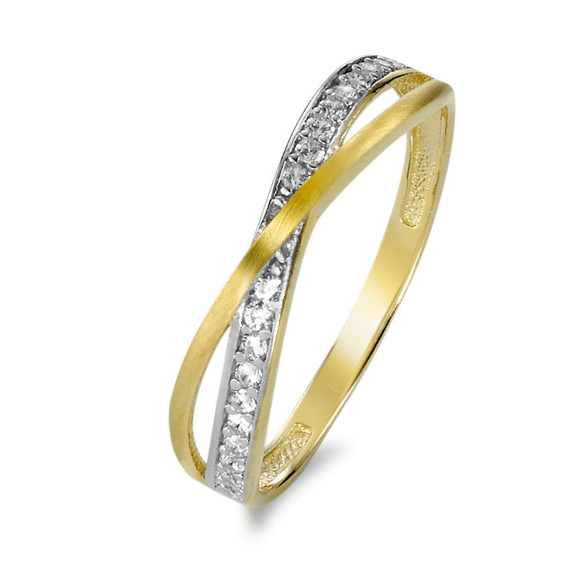 Bague Or jaune 9K Zircone 20 Pierres