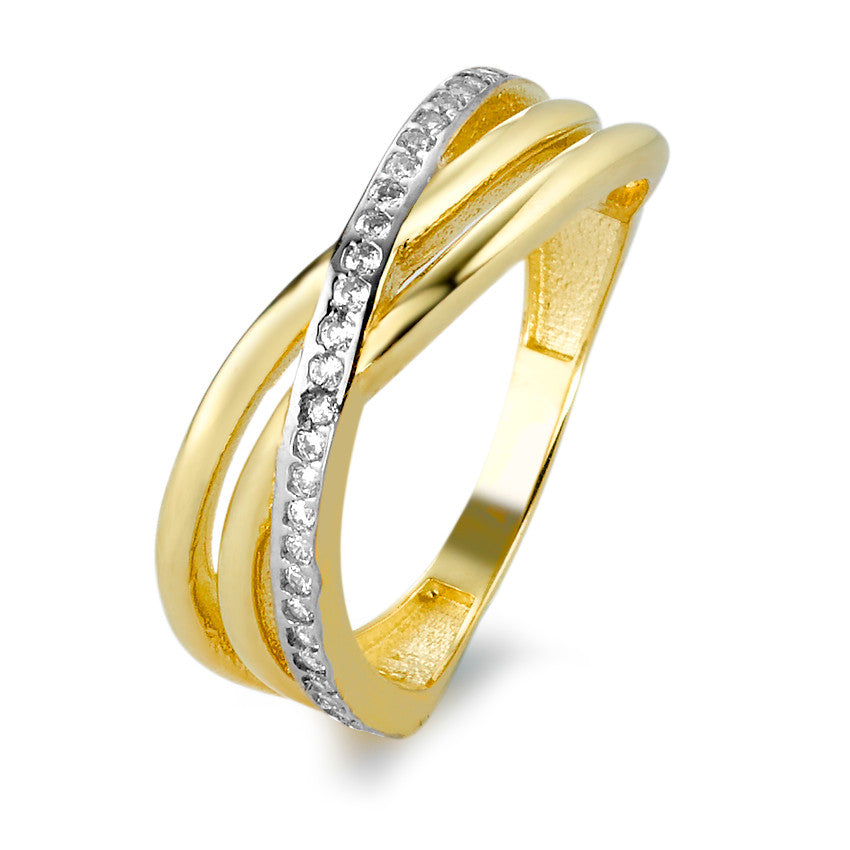 Fingerring 375/9 K Gelbgold Zirkonia 33 Steine