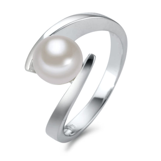 Bague Or blanc 18K perle d'eau douce