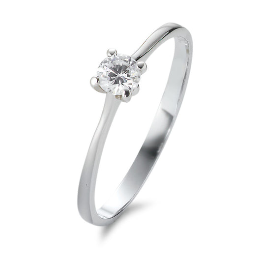 Solitaire ring 750/18K krt witgoud Zirkonia Ø4 mm