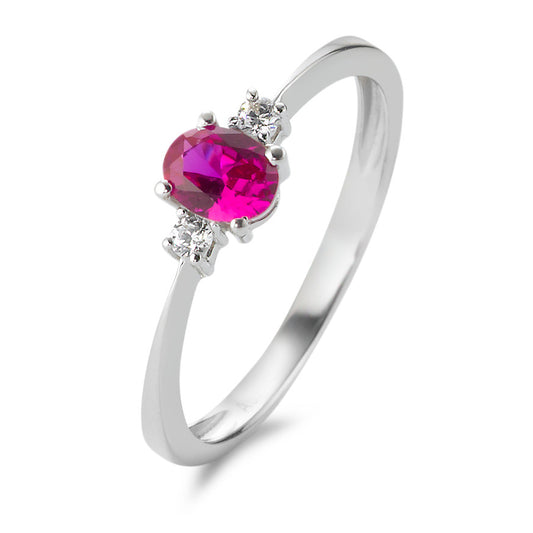 Ring 750/18K krt witgoud Zirkonia rood, 3 Steen