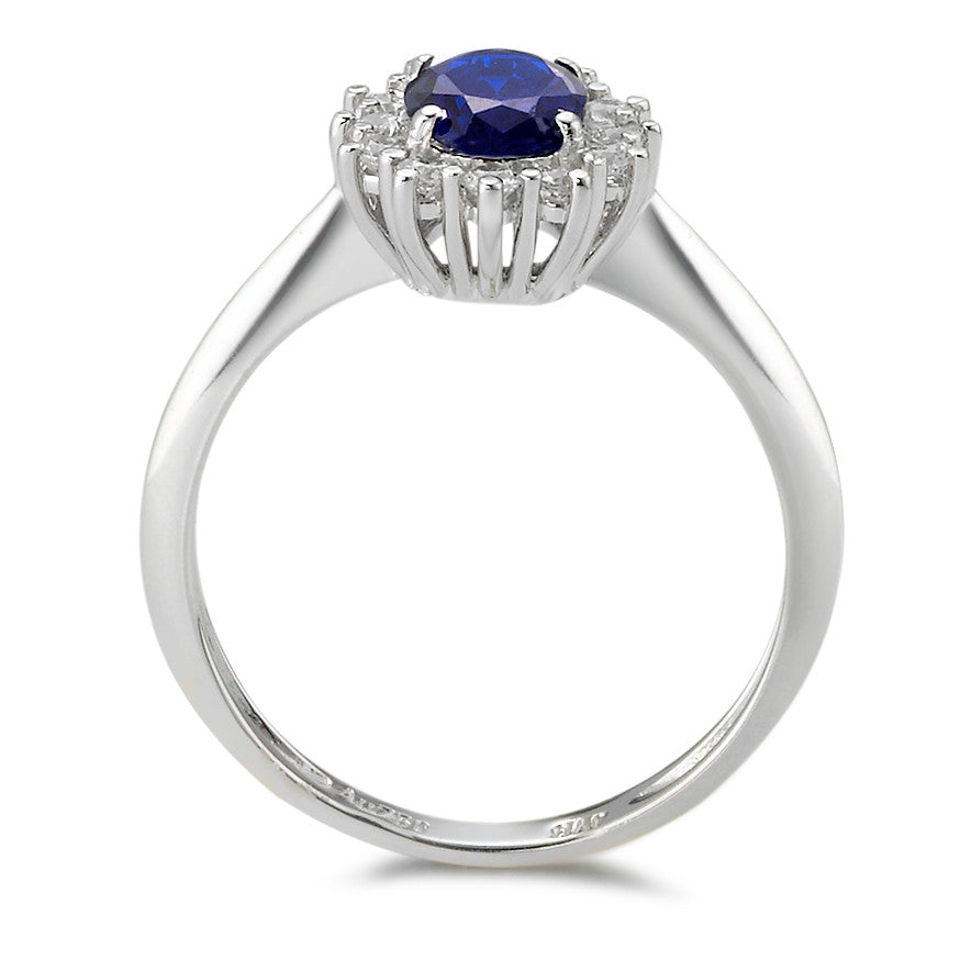 Ring 750/18K krt witgoud Zirkonia blauw, 13 Steen