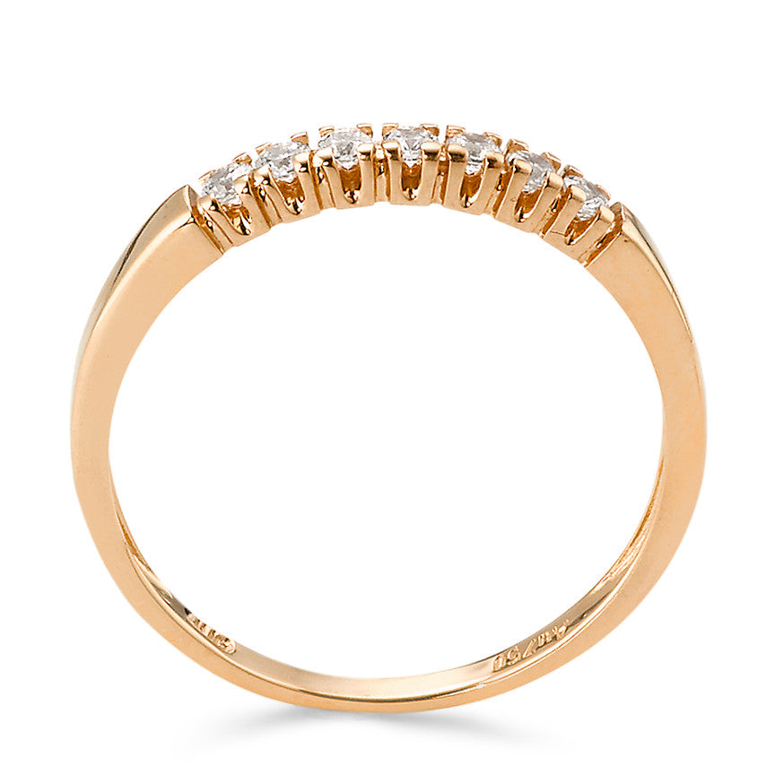 Memory ring 750/18 krt rood goud Zirkonia 7 Steen