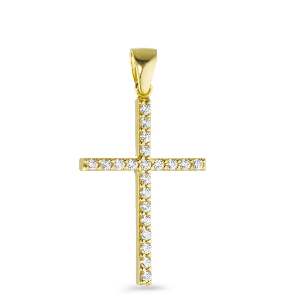 Anhänger 750/18 K Gelbgold Zirkonia 21 Steine Kreuz