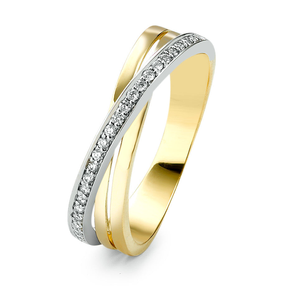 Bague Or jaune 18K, Or blanc 18K Diamant 0.12 ct, 25 Pierres, w-si