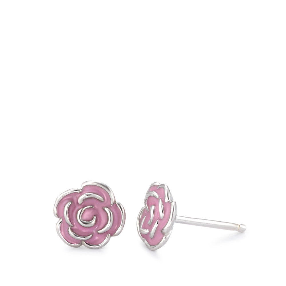 Clous d'oreilles Argent Rhodié Rose Ø8 mm