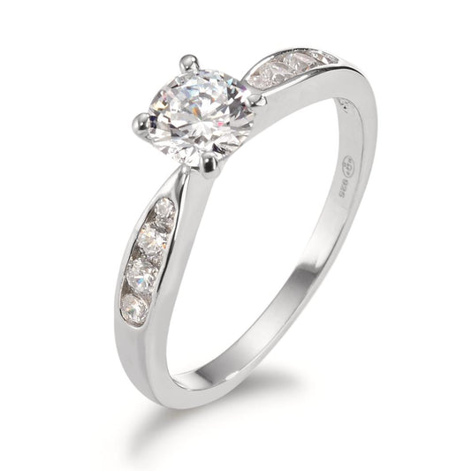 Solitaire ring Zilver Zirkonia 9 Steen Gerhodineerd