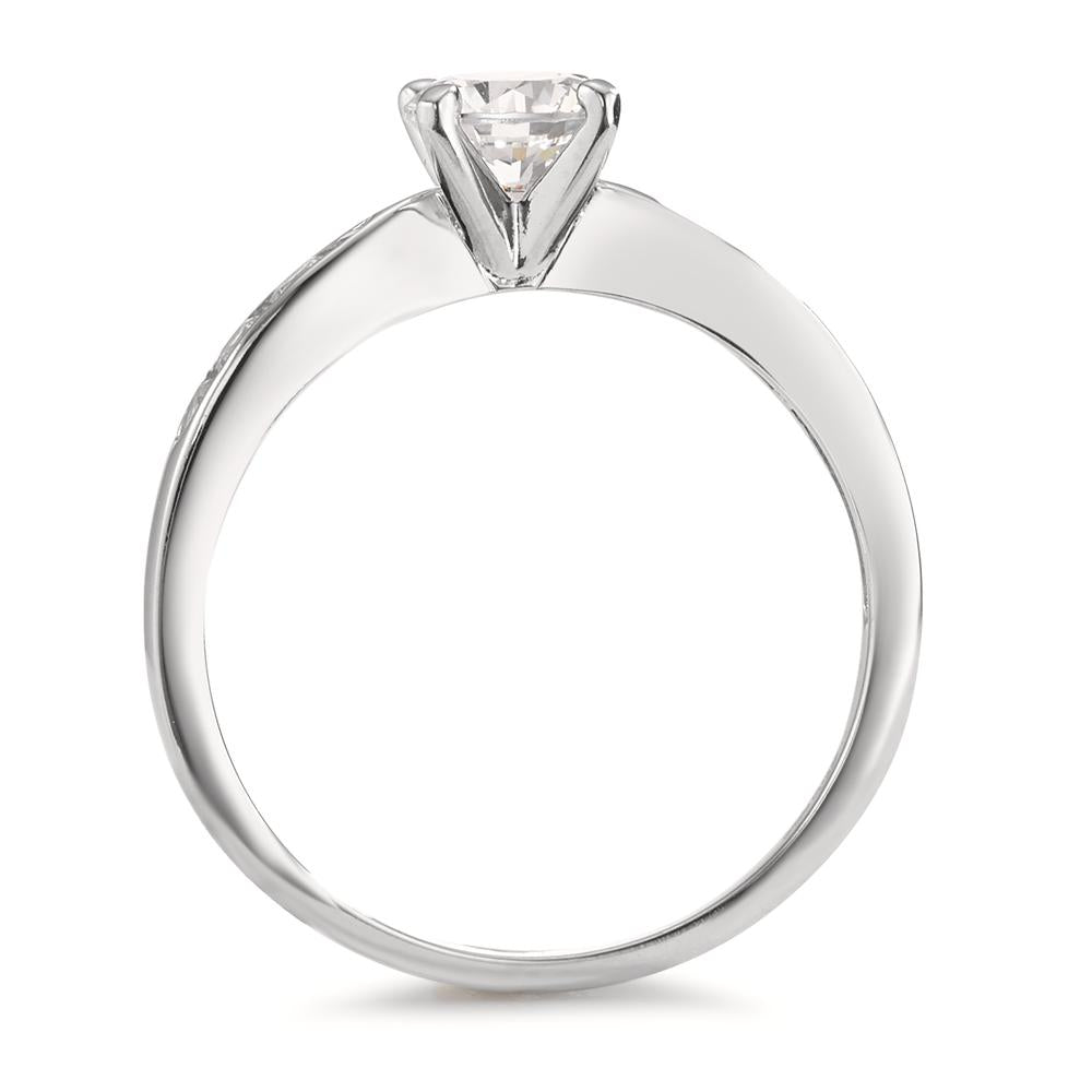 Bague solitaire Argent Zircone 9 Pierres Rhodié