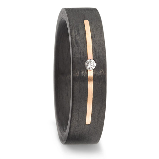 Partnerring 585/14 K Rosegold, Carbon Diamant 0.03 ct, w-si