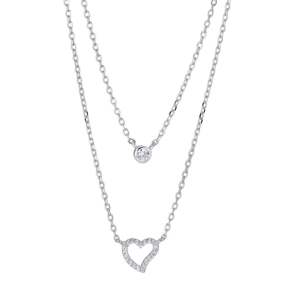 Collier Argent Rhodié Coeur 40-45 cm