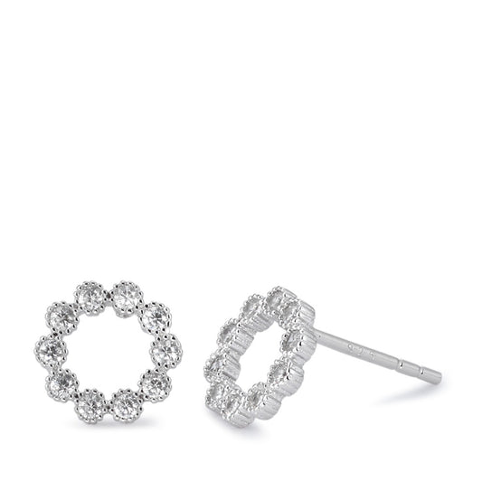 Clous d'oreilles Argent Zircone Rhodié Ø9 mm