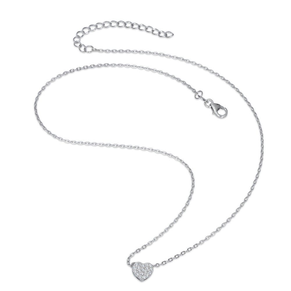 Collier Argent Zircone Rhodié Coeur 40-45 cm Ø8 mm