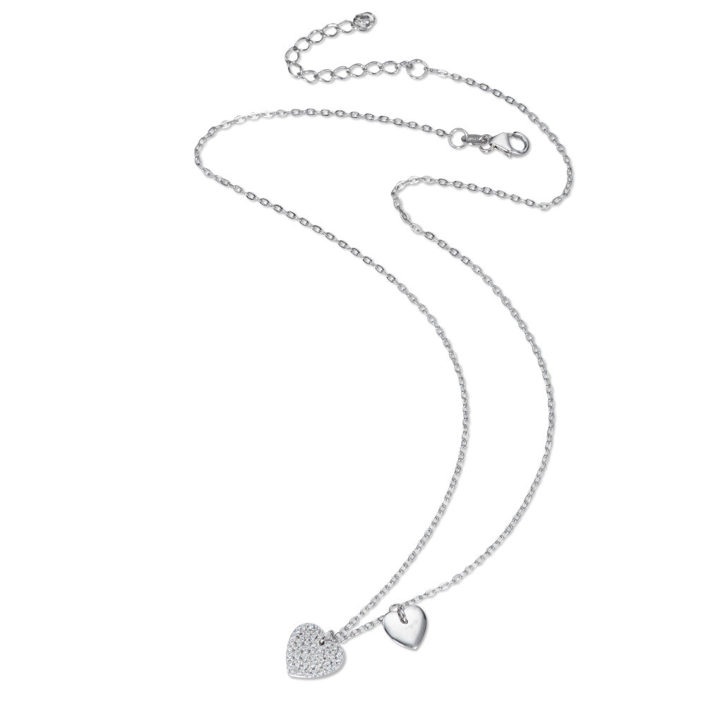 Collier Argent Zircone Rhodié Coeur 40-45 cm