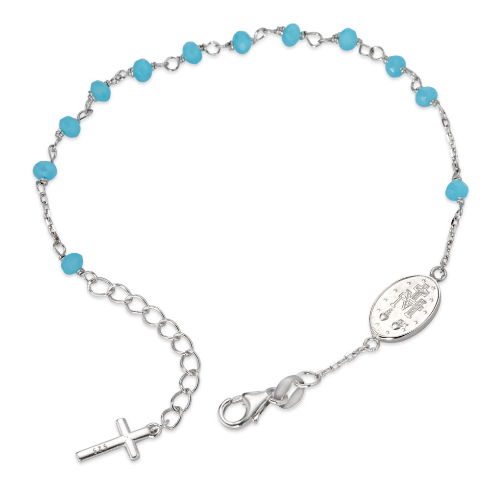 Bracelet Argent Cristal aqua Rhodié 16-19 cm