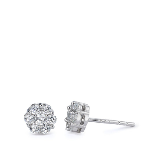 Clous d'oreilles Argent Zircone 14 Pierres Rhodié Ø6 mm