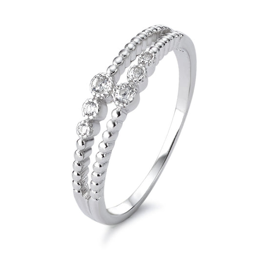 Fingerring Silber Zirkonia 6 Steine rhodiniert