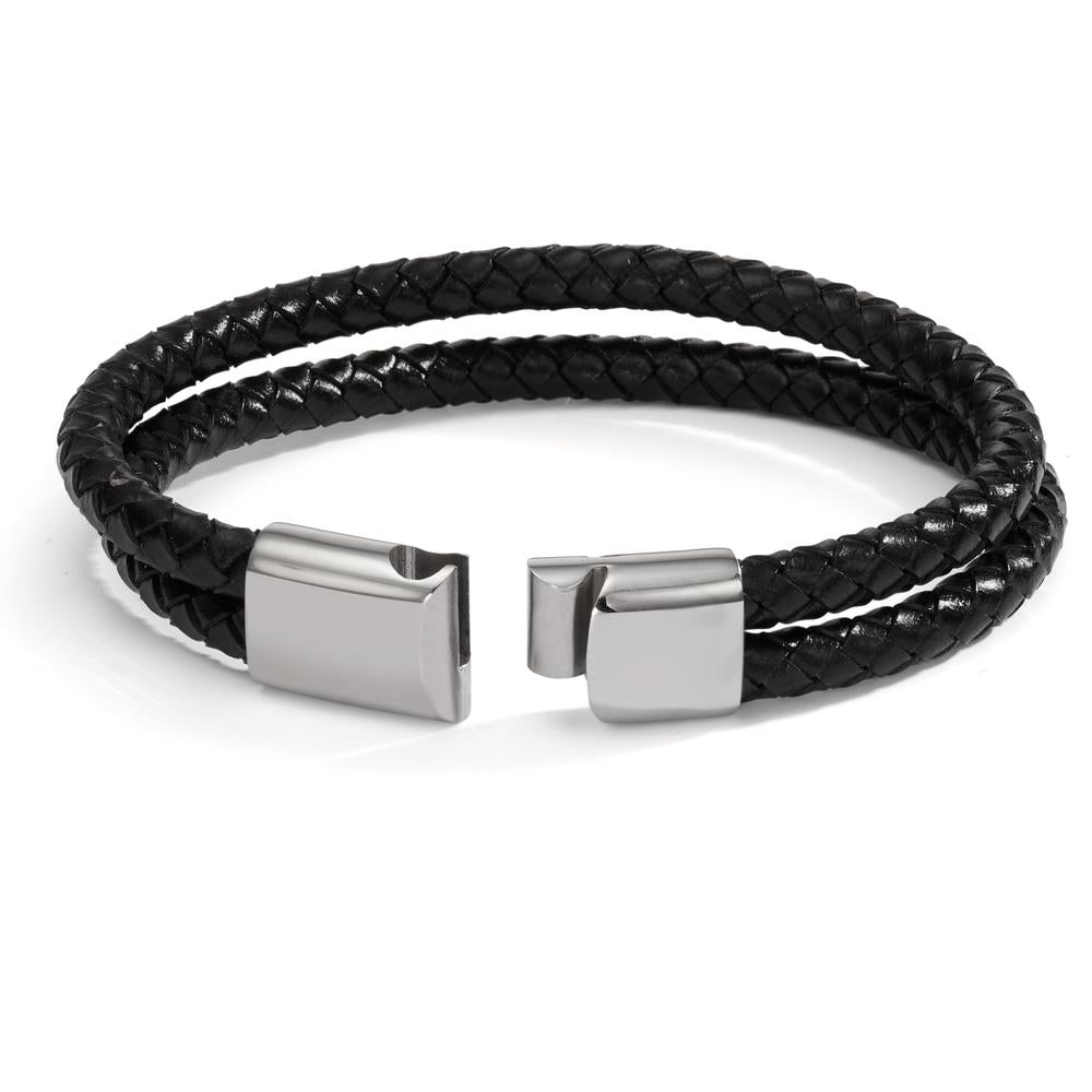 Armband Roestvrijstaal, Leder 21 cm