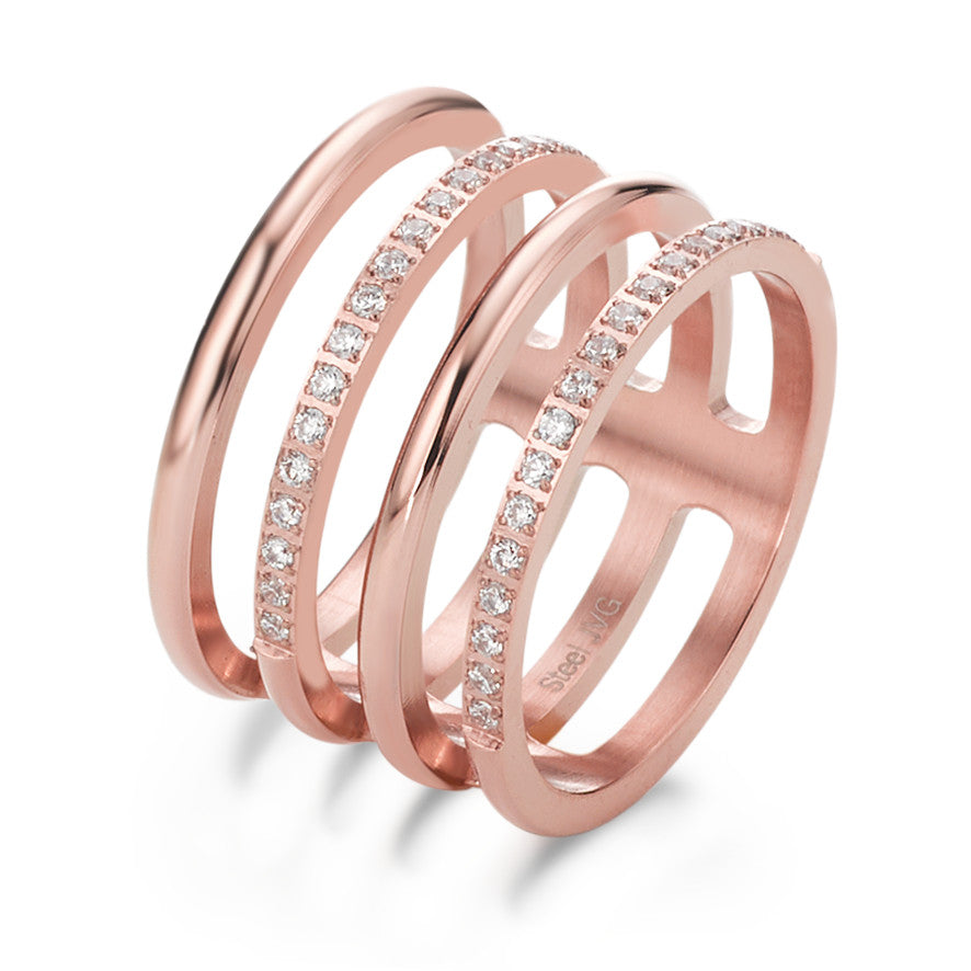 Fingerring Edelstahl Zirkonia rosé IP beschichtet