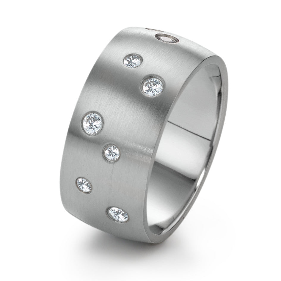 Bague Acier inoxydable Zircone 9 Pierres