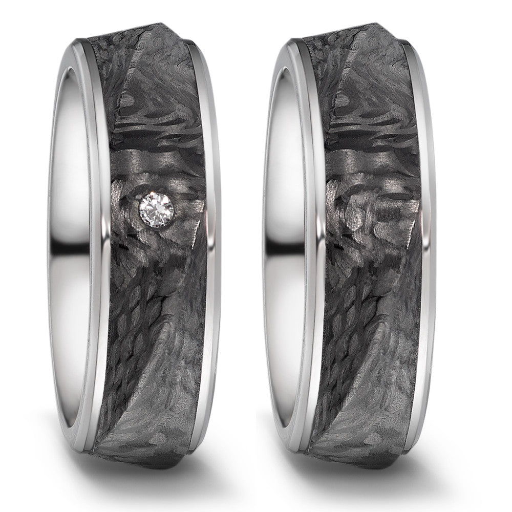 Partnerring Titanium, Carbon Diamant 0.03 ct, w-si