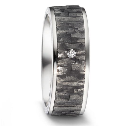 Partnerring Titanium, Carbon Diamant 0.03 ct, w-si