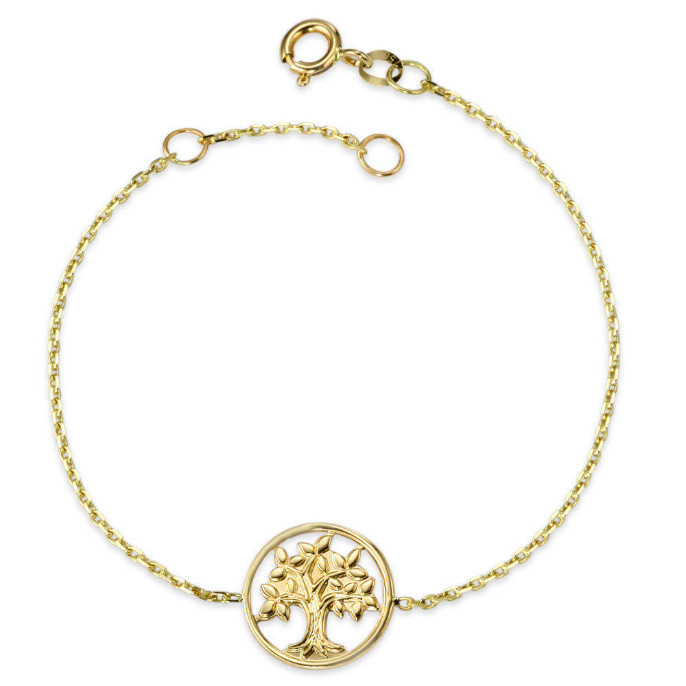 Bracelet Or jaune 18K Arbre de la vie 14-16 cm Ø12 mm