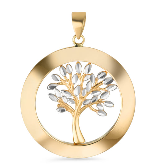 Pendentif Or jaune 18K Rhodié Arbre de la vie Ø25 mm