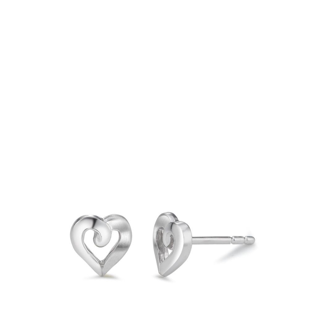 Clous d'oreilles Argent Rhodié Coeur Ø6.5 mm