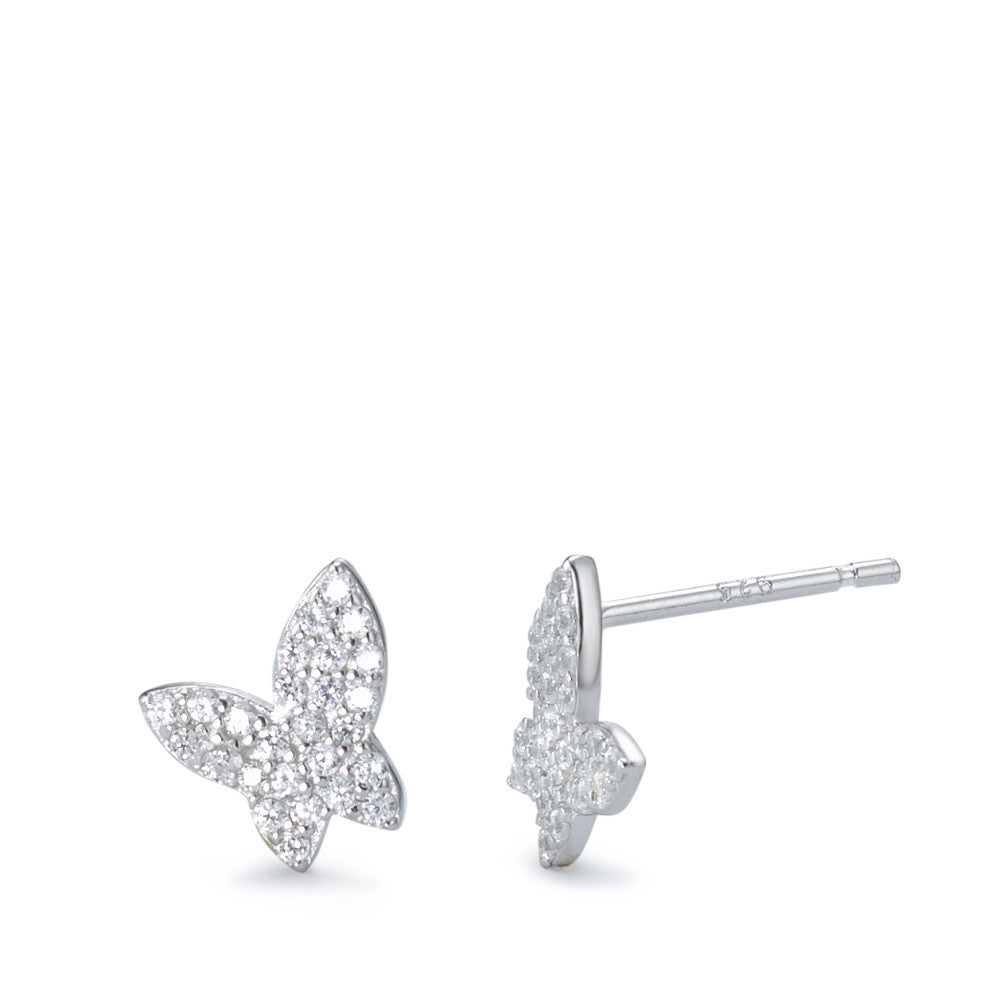 Clous d'oreilles Argent Zircone Rhodié Papillon Ø8 mm