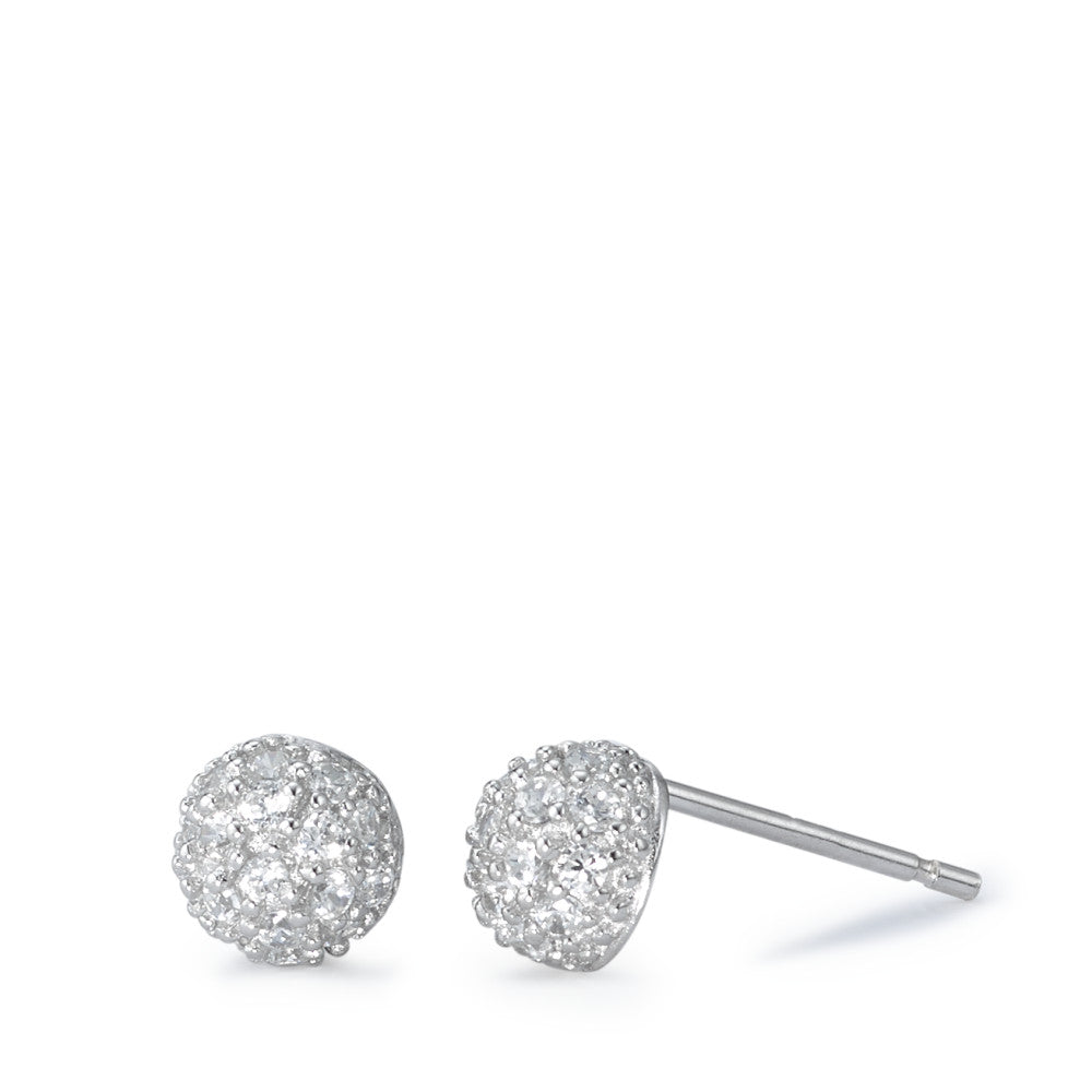 Clous d'oreilles Argent Zircone Rhodié Ø7 mm