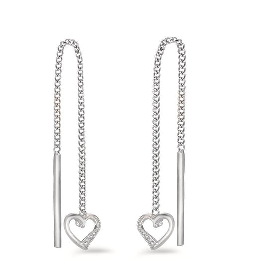 Boucles d'oreilles pendantes Argent Rhodié Coeur