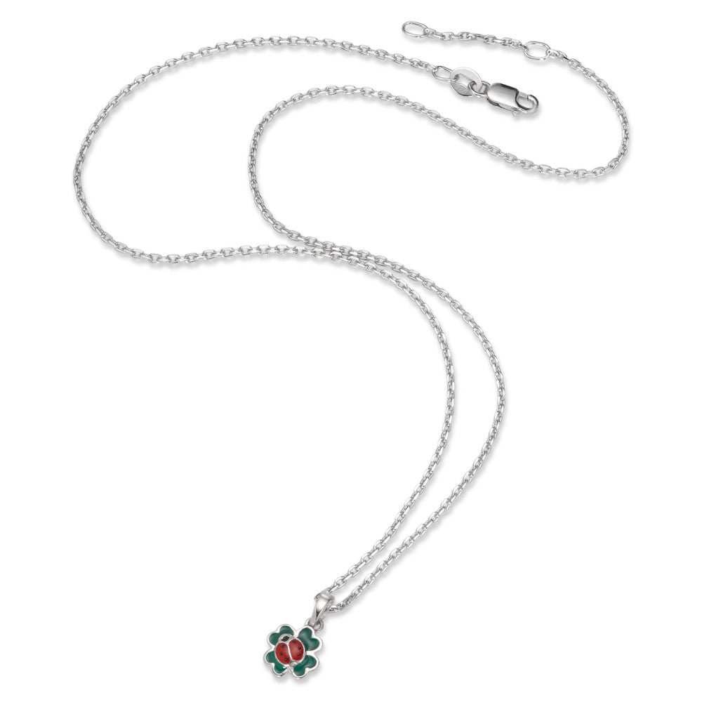 Chaînette avec pendentif Argent bicolore Rhodié Coccinelle 36-38 cm Ø8 mm