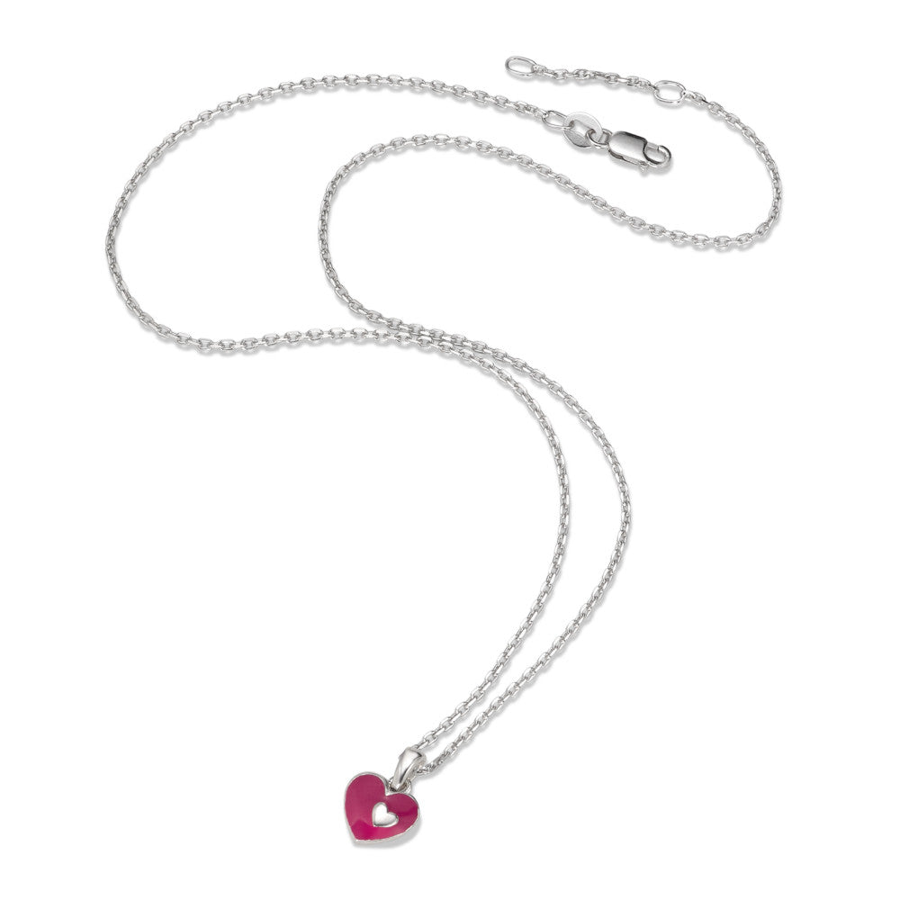 Chaînette avec pendentif Argent Rhodié Coeur 38-40 cm Ø9 mm