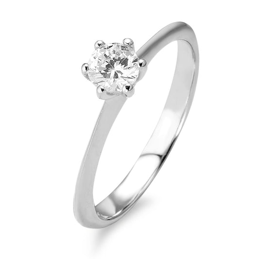 Solitaire ring 375/9 krt witgoud Zirkonia Ø4.5 mm