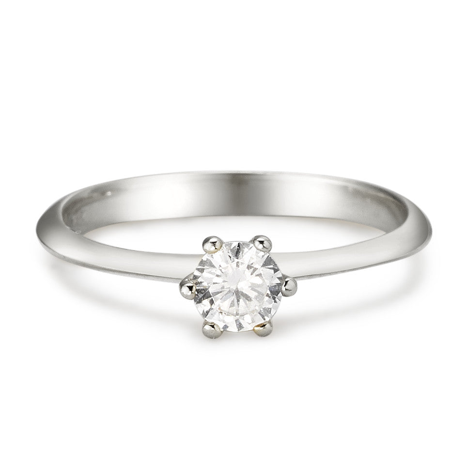 Bague solitaire Or blanc 9K Zircone Ø4.5 mm