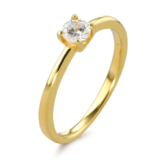 Solitaire ring 375/9 krt geel goud Zirkonia Ø3.8 mm