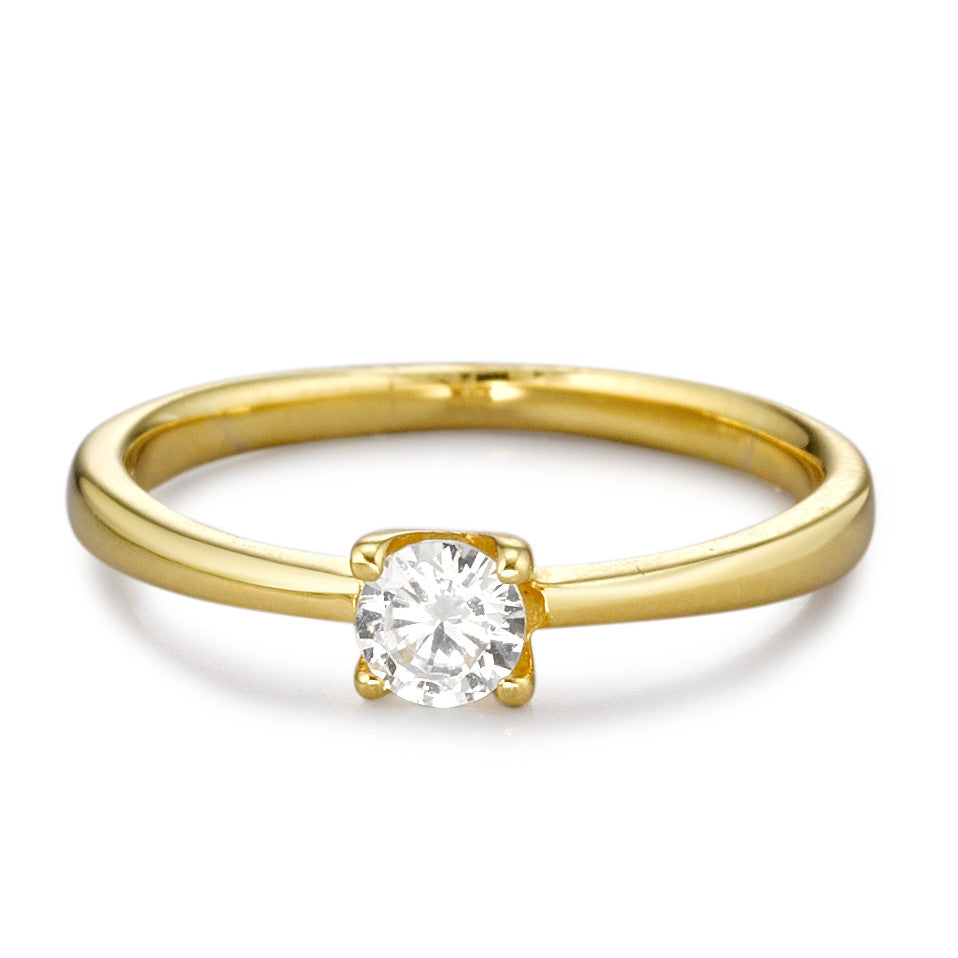 Solitaire ring 375/9 krt geel goud Zirkonia Ø3.8 mm